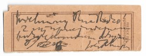 [PRZERWA-TETMAJER Kazimierz]. A handwritten completed postal money order slip by Kazimierz Tetmajer for...