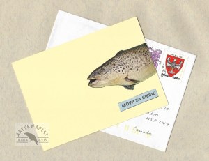 [SZYMBORSKA Wisława]. Die-cut with Wislawa Szymborska's handwritten letter to Aleksander Rybczynski in Toronto on the reverse....