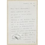 [SZYMBORSKA Wisława]. Wyklejanka z odręcznym listem Wisławy Szymborskiej do Aleksandra Rybczyńskiego w Toronto na odwroc...