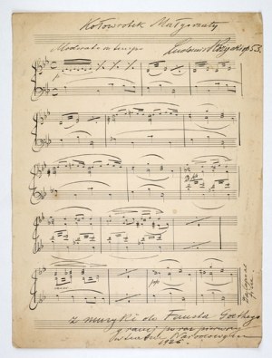 [RÓ¯YCKI Ludomir]. Sheet of sheet music with handwritten notation of a musical piece 