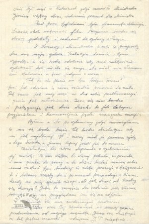 [OCIEPKA Julia]. Handwritten letter from Julia (Julianna) Ociepka to an unknown addressee in England, dat....