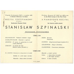 [M/S BATORY]. Program koncertu fortepianowego prezentowanego na pokładzie M/S Batory dn....