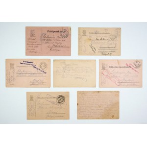 [KORESPONDENCJA legionowa]. Zestaw 7 kart korespondencyjnych z l. 1915-1917 opatrzonych pieczęciami formacji Legionów Po...