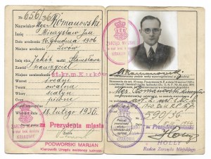 ID card issued to teacher Mieczyslaw Romanowski of Krakow dn....