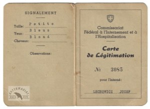 [LEGITIMATION]. Carte de Légitimation for Cpl. Joseph Lechowicz issued by the Commissariat Fédéral à l&#...