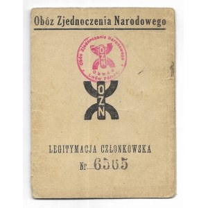 LEGITYMACJA członkowska Obozu Zjednoczenia Narodowego wydana Józefowi Dubińskiemu we Lwowie, dn....