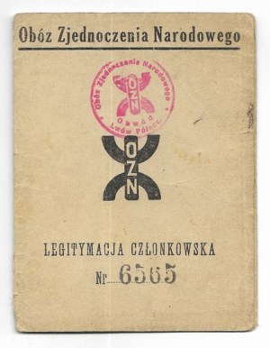 MEMBERSHIP LEGITIMATE of the Obóz Zjednoczenia Narodowego issued to Jozef Dubinsky in Lviv, dn....