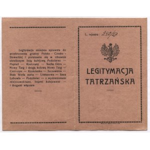 LEGITYMACJA tatrzańska Józefa Góraka, prokurzysty ze Lwowa, wydana 28 VII 1927 w Nowym Targu.