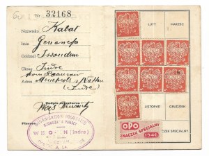 ORGANIZATION of Aid to the Fatherland. Document issued to Genowefa Kabat in Issoudun (France, dep. Indre)....