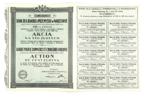 BANK for Trade and Industry in Warsaw. XIII-a Issue [...] Shares for 100 zlotys.