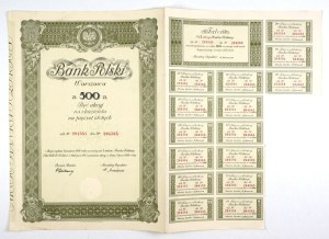 BANK OF POLAND, Warsaw. PLN 500. Five bearer shares for five hundred zlotys.