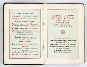 LILPOP Brothers, Szulc and S-ka. [Calendar] for the year 1938. poznań. [n.w.]. 16, s. 128, 48, [38]. Orig. binding....