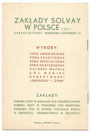SOLVAY Plants in Poland T. z O. P. Bicarbonate. Baking soda. Warsaw 1936. 8, p. 8....