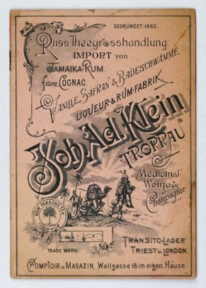 KLEIN Joh. Ad., Theegrosshandlung. Troppau [ca 1900]. 16d, p. 16. brochure.
