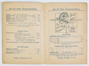 KLEIN Joh. Ad., Theegrosshandlung. Troppau [ca 1900]. 16d, p. 16. brochure.