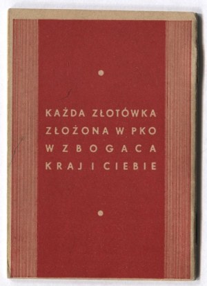 P.K.O. Savings Bank. Calendar of the P.K.O. Pocztowa Kasa Oszczędności for the year 1936. Warsaw. 16, s. 31, [1]....