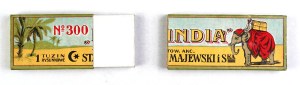 MAJEWSKI St. and S-ka, Tow. Akc. cardboard box of India brand pencils.