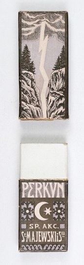 MAJEWSKI St. and S-ka, Tow. Akc. Cardboard box of Perkun brand pencils.
