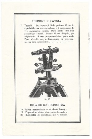 GERLACH G. Price list no. 116: Theodolites. Warsaw [192-?]. 8, p. [8]. broch.
