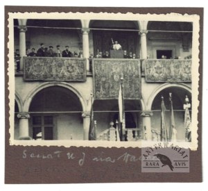 [KRAKOW - speech of the rector of the Jagiellonian University Franciszek Tomasz Bratranek at the Wawel Castle - situational photograph]. [1866/1867]...