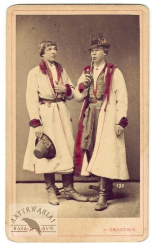 I. Krieger - two men in Kraków costumes in an under-colored photograph from ok....