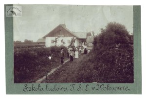 [KRESY - WOŁOSÓW - view of Tadeusz Kosciuszko People's School - scenic, situational photograph]. [early 20th century]....