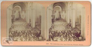 M. Dutkiewicz - St. John's Cathedral in W-wa during Mass in an 1897 stereoscopic photograph by Kilburn Brothers.