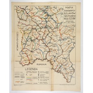[HUCULSZCZYZNA]. Mapa znakowanych szlaków turystycznych Huculszczyzny. Mapa barwna form. 43,4x34,...