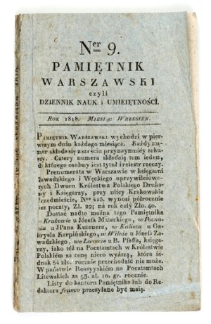 Warsaw Diary. 1819, ex. 9. anonymous text by J. Lelewel 