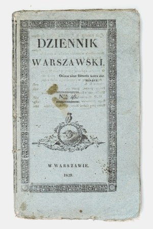 DZIENNIK Warszawski. T. 15, no. 46: III 1829. contains, among others, T. Sierociński 