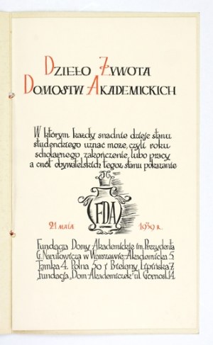 A DAWN of the life of academic houses. Warsaw, 21 May 1939.