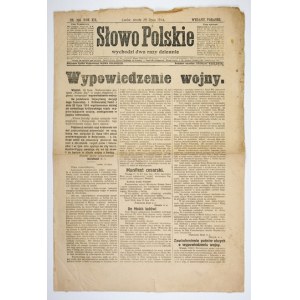 SŁOWO Polskie.  nr 326: 29 VII 1914 (środa) - Wydanie poranne z informacją o wypowiedzeniu 1 wojny św.