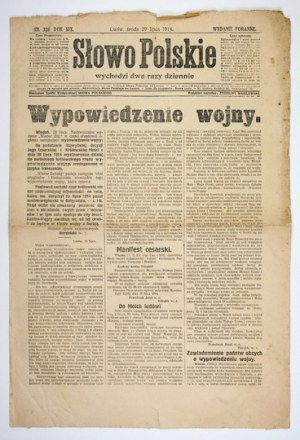 SŁOWO Polskie. no. 326: July 29, 1914 (Wednesday) - Morning edition with information about the declaration of the 1st St. Petersburg War.