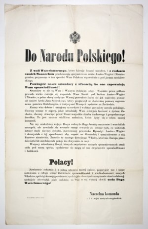 Proclamation of the command of the Austro-Hungarian army to the Poles, dated August 9, 1914.