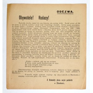 Odezwa wzywająca do wstępowania do tworzących się Legionów. Jesień 1914.