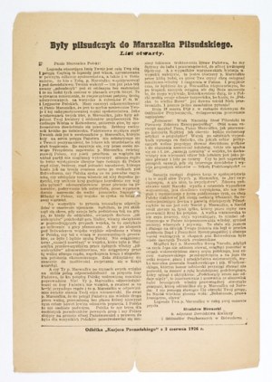 Leaflet after the May Coup. Sharp criticism of Pilsudski's actions.