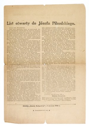 Leaflet after the May Coup. Sharp criticism of Pilsudski's actions.