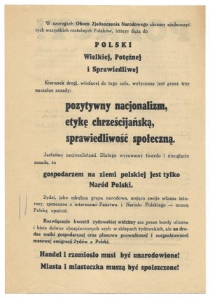 OZN leaflet before the local elections on December 18, 1938
