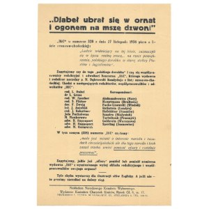 DJABEŁ ubrał się w ornat i ogonem na mszę dzwoni. IKC w numerze 328 z dnia 27 listopada 1938 pisze o lidze ozonowo-c...