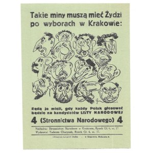 TAKIE miny muszą mieć Żydzi po wyborach w Krakowie [...]. Będą je mieli, gdy każdy Polak głosować będzie na kandydatów L...
