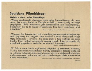 Pilsudski's SPUCE. Excerpts from Pilsudski's writings and speeches: 'Seeing the havoc wrought by the communist system....