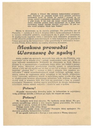Anti-Bolshevik leaflet of the German occupation authorities after the Warsaw Uprising.