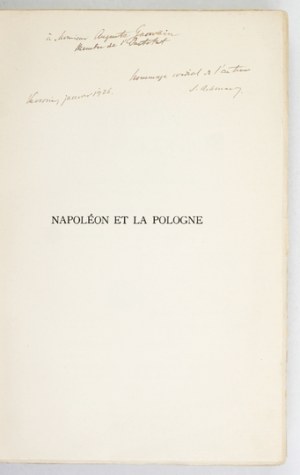 ASKENAZY Simon - Napoléon et la Pologne. Vol. 1 (the only one published). Dedication by the author,