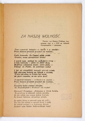 GRABOWSKI Ignacy Oksza - Ideology of the 1st Polish Corps. Preceded by a poem by Walenty Zieliński....