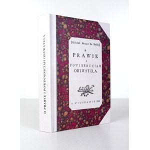 MABLY Gabriel Bonnot de – O prawie i powinnościach obywatela. Reprint wydania z 1791 wydany w 6 egz....
