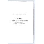 MABLY Gabriel Bonnot de – O prawie i powinnościach obywatela. Reprint wydania z 1791 wydany w 6 egz....