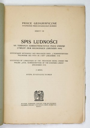 ROMER Eugene - Census of population in the areas administered by the Civil Administration of the Eastern Territories (December 1919)....