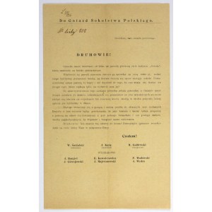 DO GNIAZD Sokolstwa Polskiego. Druhowie! Gniazdo nasze dzierżawi od kilku lat parcelę położoną obok budynku Sokoła...
