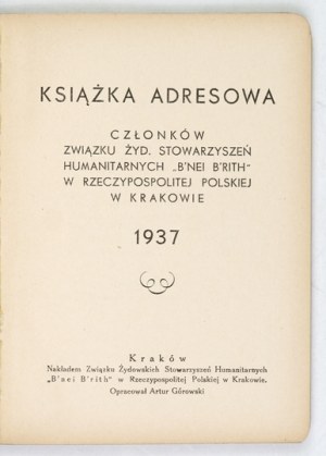 GÓROWSKI Artur - Address book of members of the Union of Jewish. Humanitarian Associations 