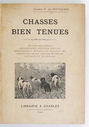 PONTAVICE G. - Chasses bien tenues. 1899? With gilt coat of arms of Jastrzebiec.